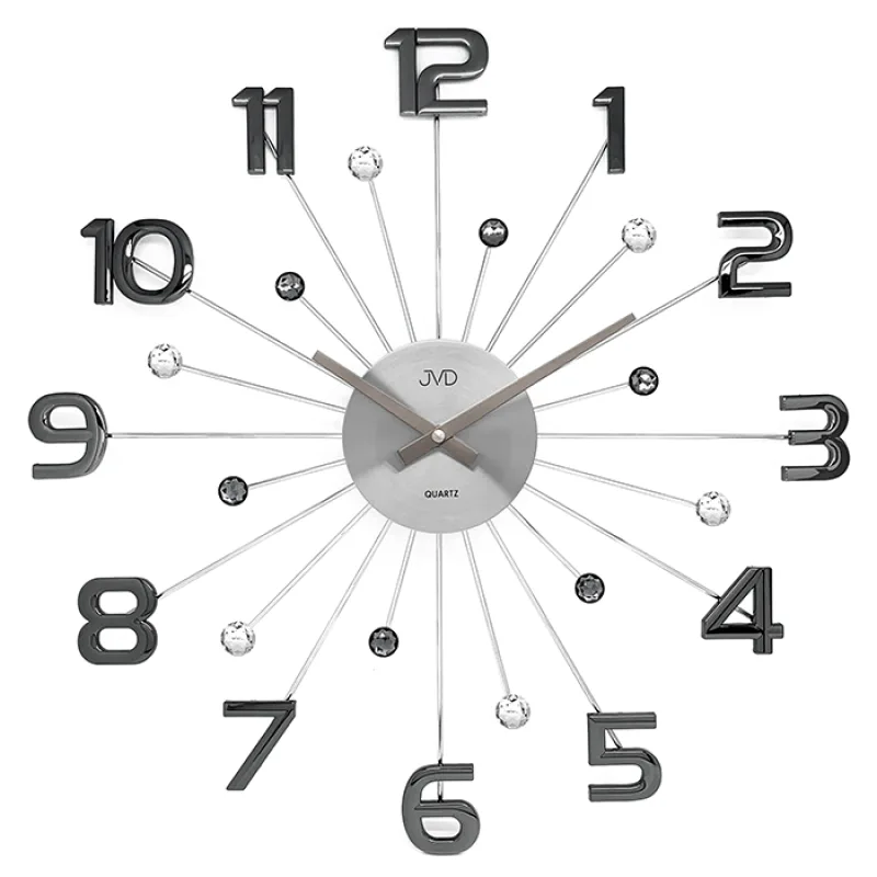 Luxusní designové kovové nástěnné antracitové hodiny JVD HT109.3