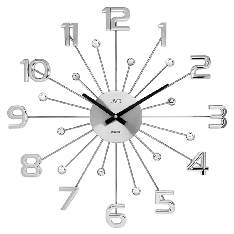 JVD Luxusní designové kovové nástěnné stříbrné hodiny JVD HT109.1