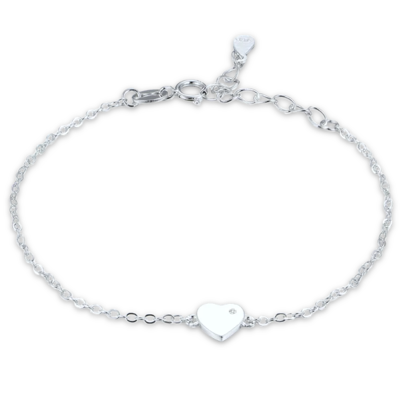 MINET Stříbrný náramek se srdíčkem - dcera