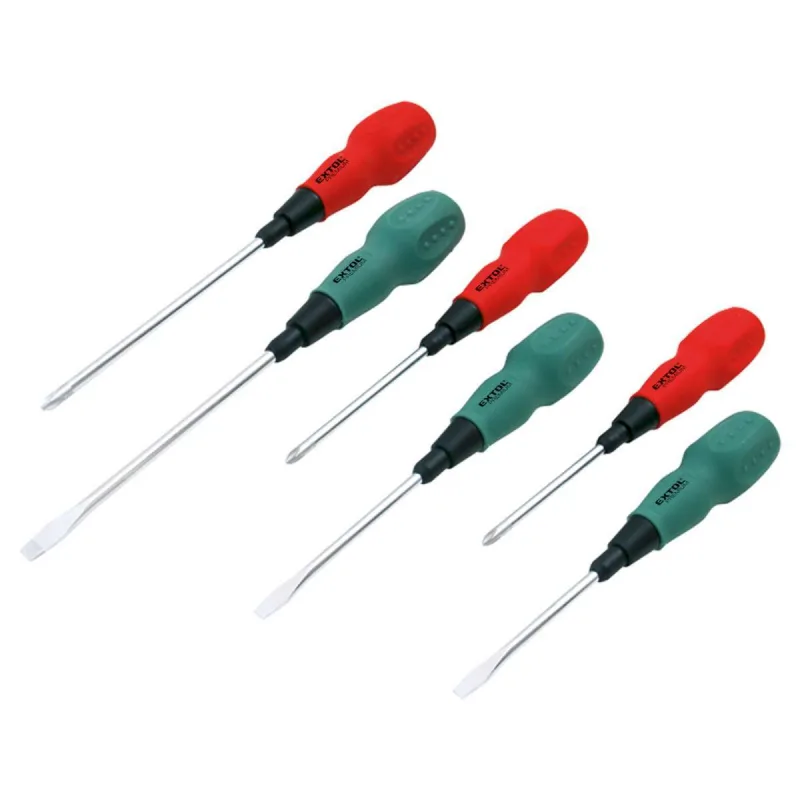 Skrutkovače s pogumovanou rukoväťou, sada 6ks, CrV, EXTOL PREMIUM