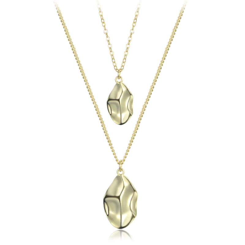 MINET Moderní dvojitý pozlacený stříbrný náhrdelník JMAS0283GN42