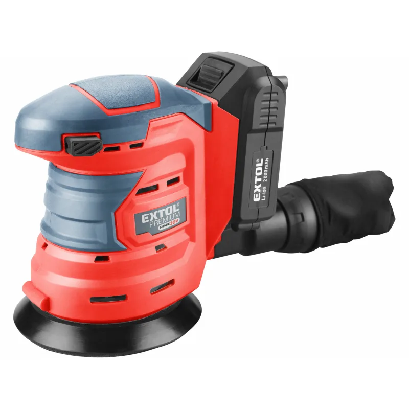 Brúska excentrická aku Share20V, 1x 2Ah, ⌀125mm, EXTOL PREMIUM