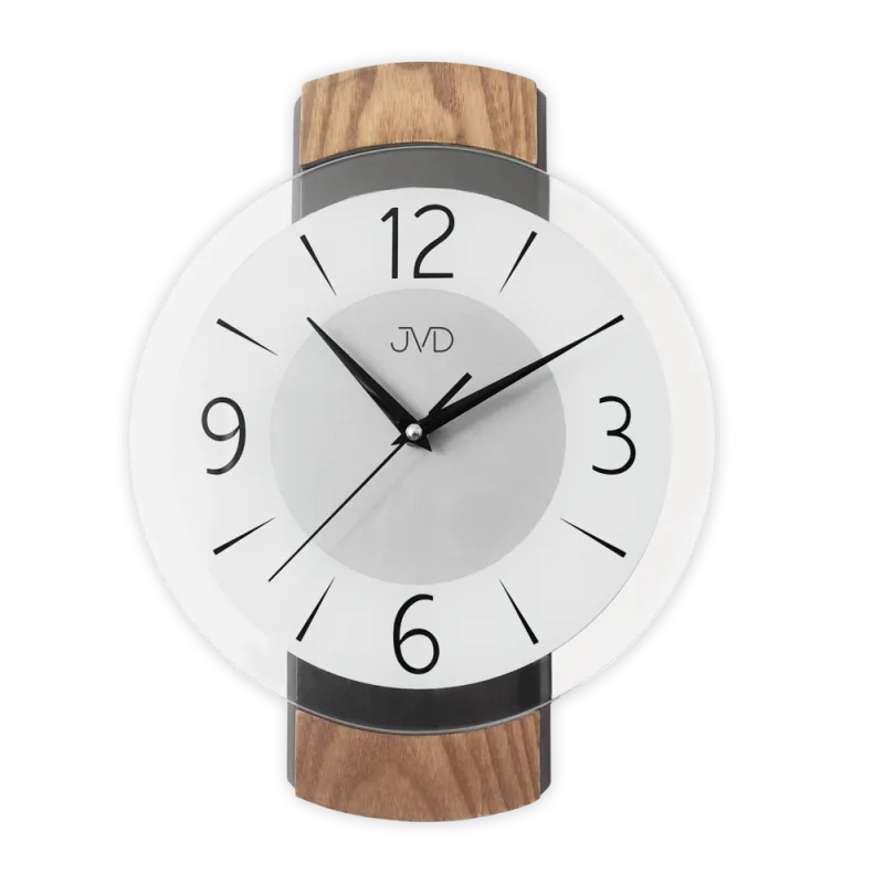 JVD Dřevěné skleněné netikající tiché hodiny JVD NS22018/78