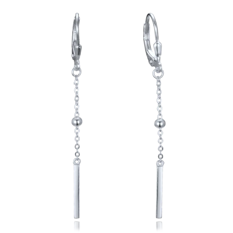 MINET Řetízkové stříbrné visací náušnice s kuličkami a tyčkami JMAS0303SE00
