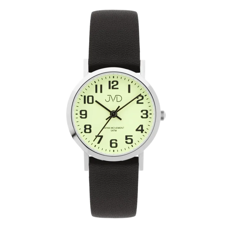 JVD Dámské módní ocelové hodinky na černém řemínku JVD J4012.10