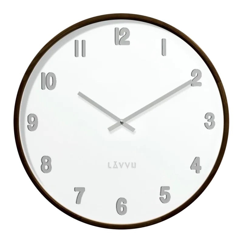 LAVVU Tmavé dřevěné bílé hodiny LAVVU FADE LCT4061