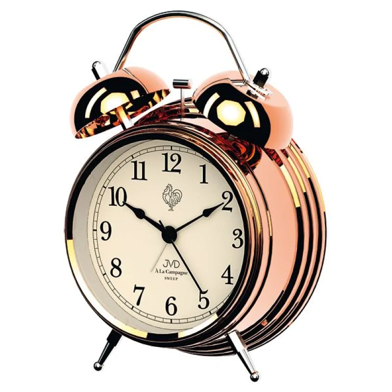 JVD Tichý netikající ručkový budík JVD sweep SRP2217.3 s mechanickými zvonky