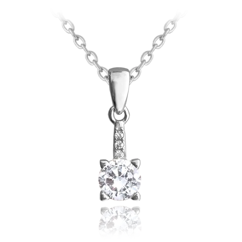 MINET Elegantní stříbrný náhrdelník s bílým zirkonem JMAS0150SN45