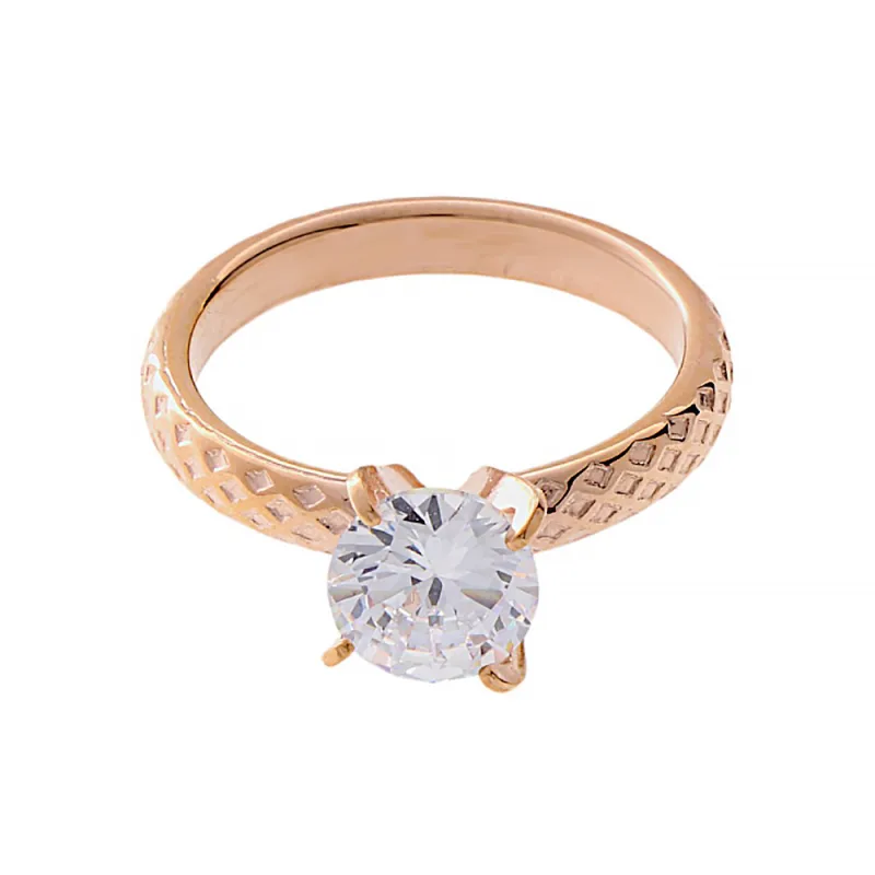 Nerezový prsten 6594 (velikost 51) - růžově zlaté barvy