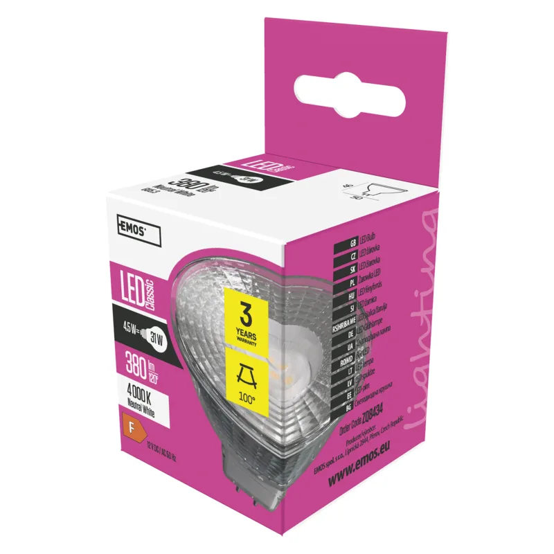 EMOS LED CLS MR16 4, 5 W (31 W) 380lm GU5.3 NW 1525732400