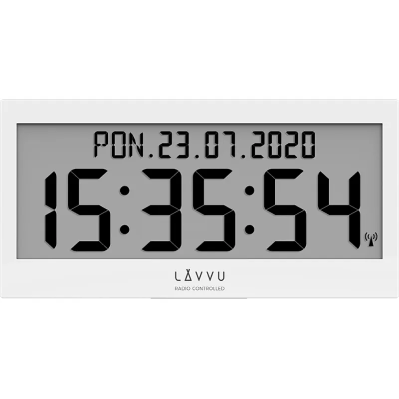 LAVVU Bílé digitální hodiny s češtinou MODIG řízené rádiovým signálem LCX0010