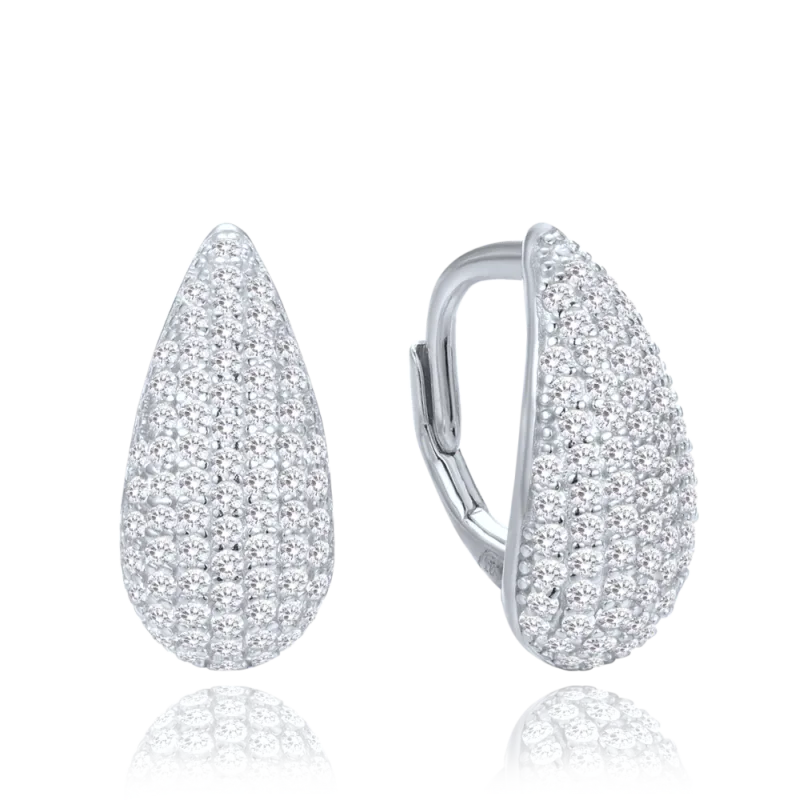 MINET Stříbrné náušnice kapky s bílými zirkony JMAN0565WE00