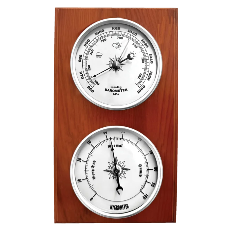 JVD Dřevěný hranatý retro vlhkoměr a barometr JVD BA232/41