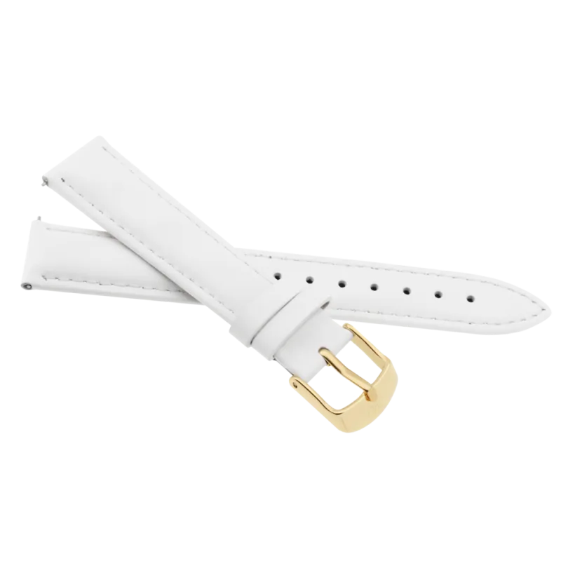 JVD Dámský bílý kožený řemínek na hodinky se zlatou sponou JVD RJ-TSG