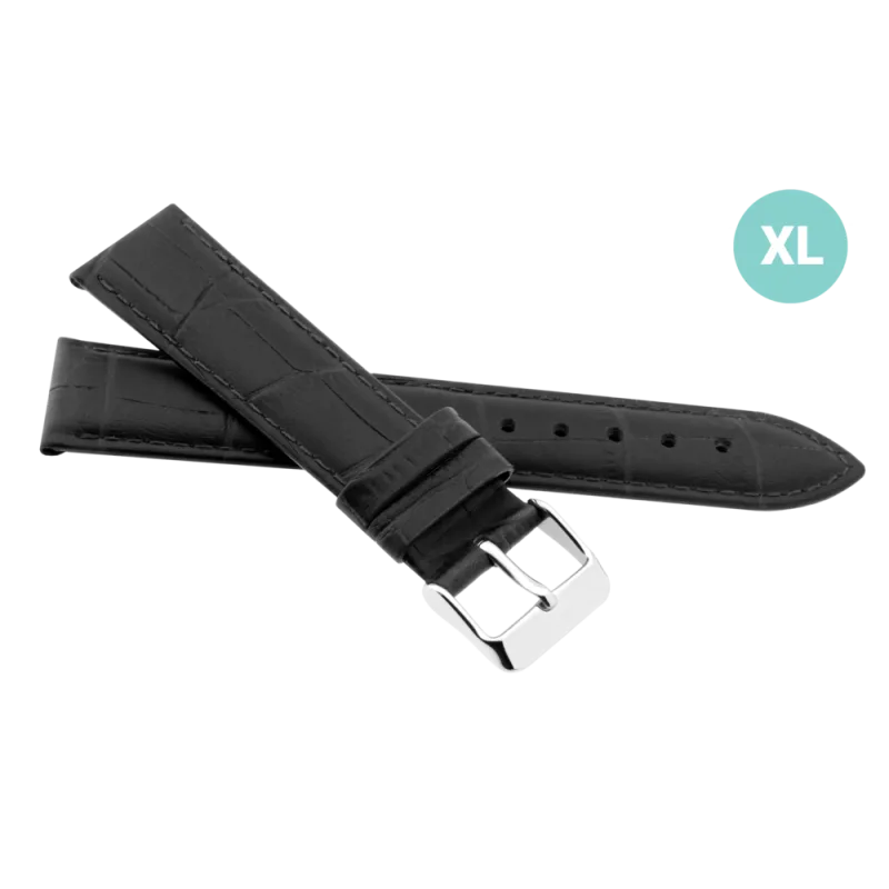 JVD Kožený unisex černý řemínek na hodinky R41701/20XL