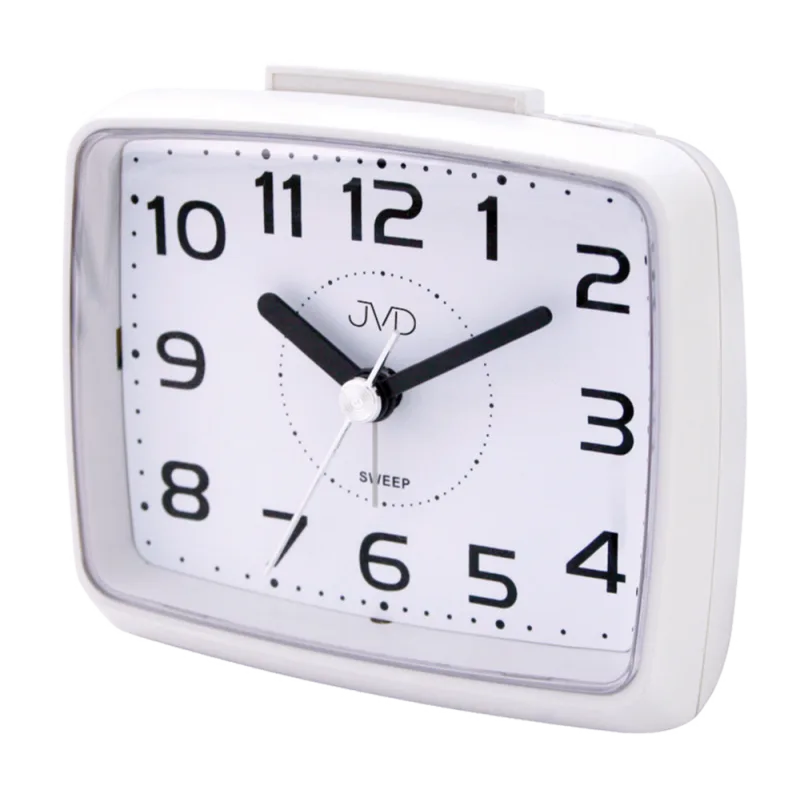 JVD Netikajcí tichý přehledný bílý hranatý budík JVD SRP879.1