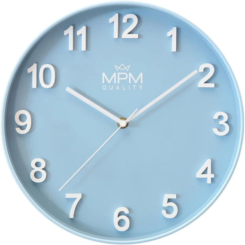 MPM Nástěnné plastové modré hodiny MPM Rivera - A E01.4455.30