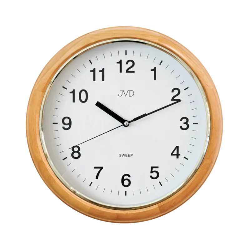 JVD Kulaté dřevěné netikající tiché nástěnné hodiny JVD NS19040/68