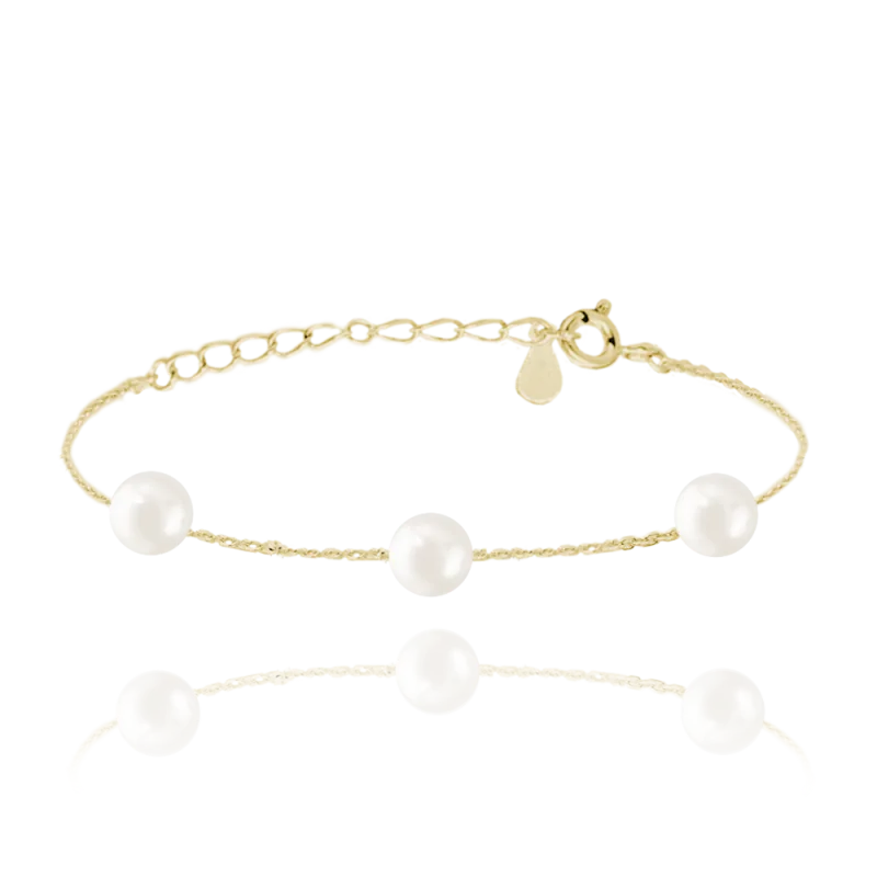 MINET Pozlacený stříbrný náramek s přírodními perlami
