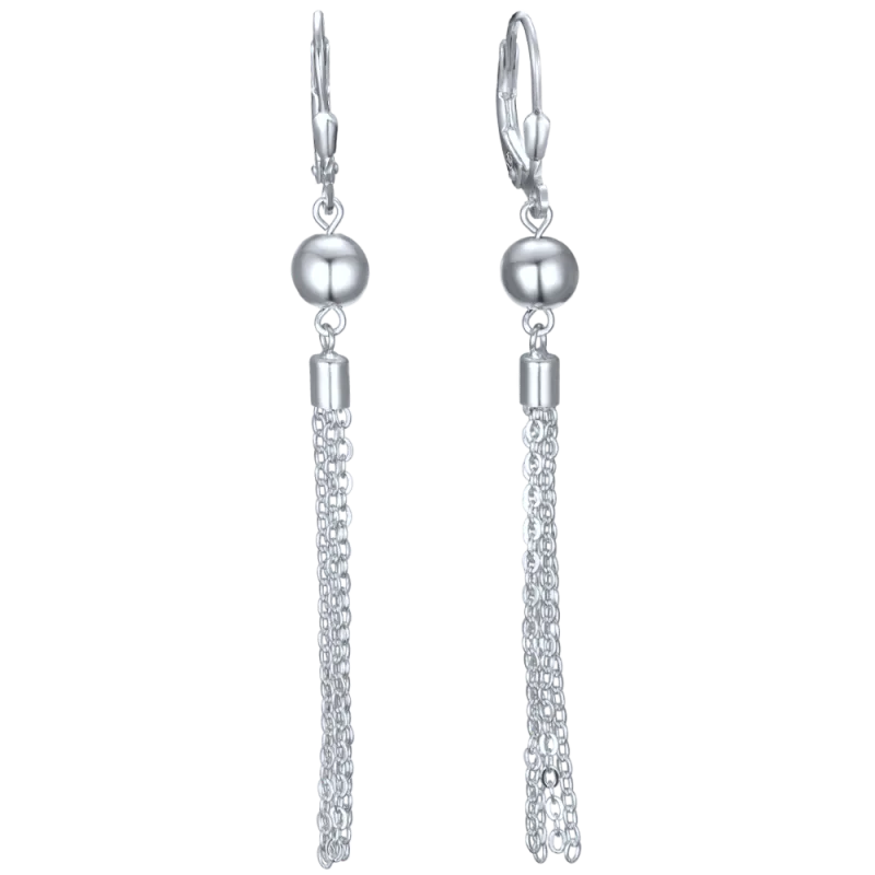 MINET Řetízkové stříbrné visací náušnice s kuličkami JMAS0315SE00