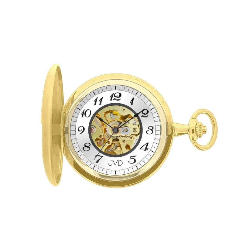 JVD Mechanické luxusní čitelné pozlacené kapesní hodinky JVD LK17