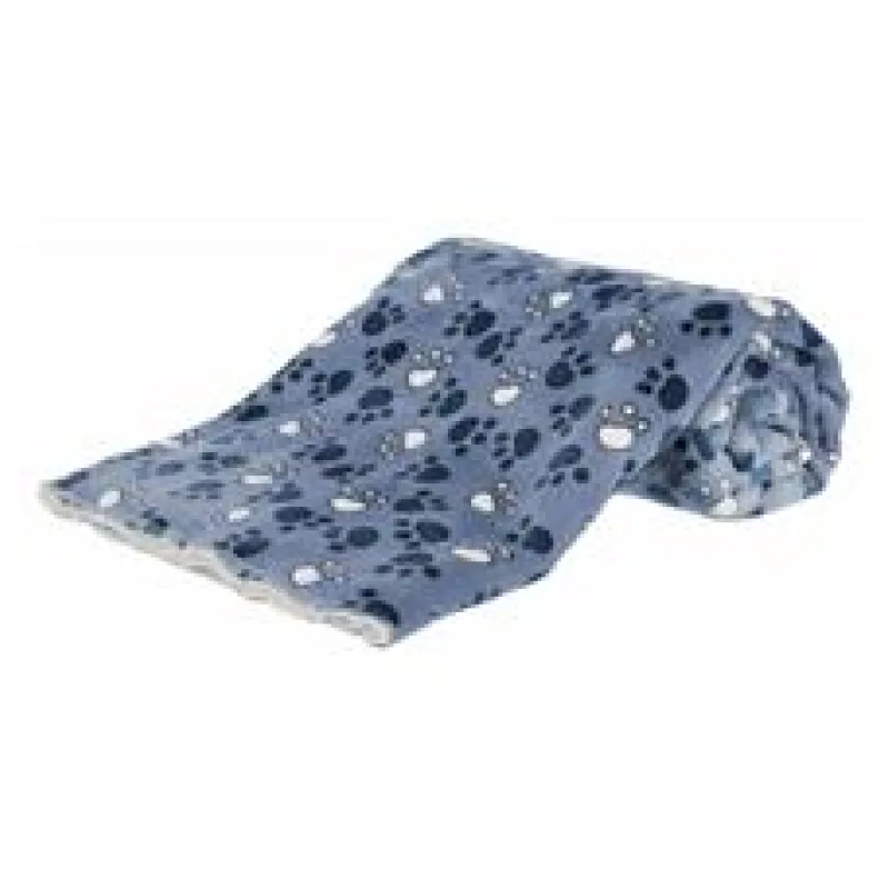 Deka TAMMY jemný plyš/dlouhý plyš modrá s packami 150x100 cm