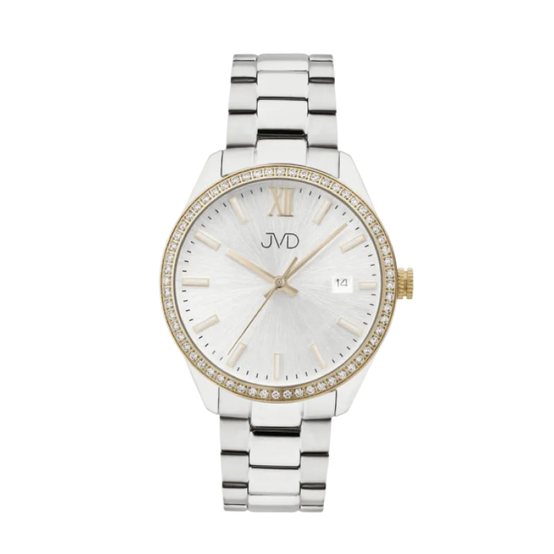 Dámské náramkové designové hodinky JVD JVD JG1011.3 se zirkony na okolo číselníku