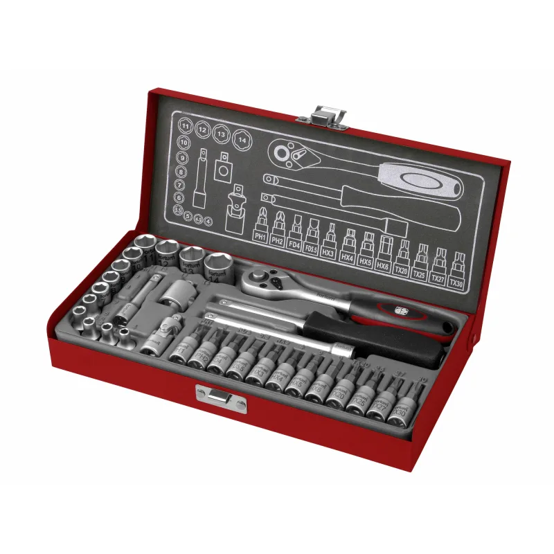 Sada nástrčných a zástrčných kľúčov, 1/4in 4-14mm, 31-dielna, FORTUM