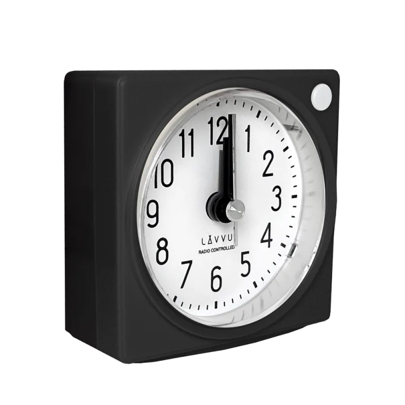 LAVVU Černý rádiem řízený budík s funkcí STOP Second Hand 3 ROKY ZÁRUKA! LAR3021
