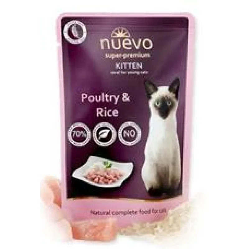 Nuevo kotě drůbeží s rýží kapsa 85 g