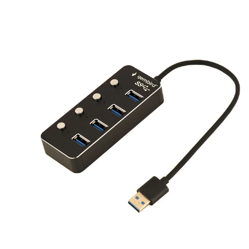 GEMBIRD hub, 4-port USB 3.1 (Gen 1) hub s vypínači UHB-U3P4P-01