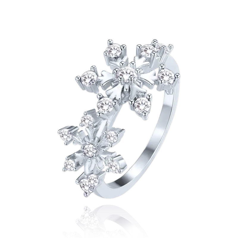 MINET Stříbrný prsten sněhová vločka s bílými zirkony vel. 55 JMAS8059SR55