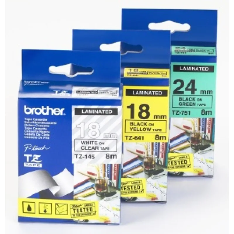 TZE-641, žltá/ čierna, 18mm TZE641