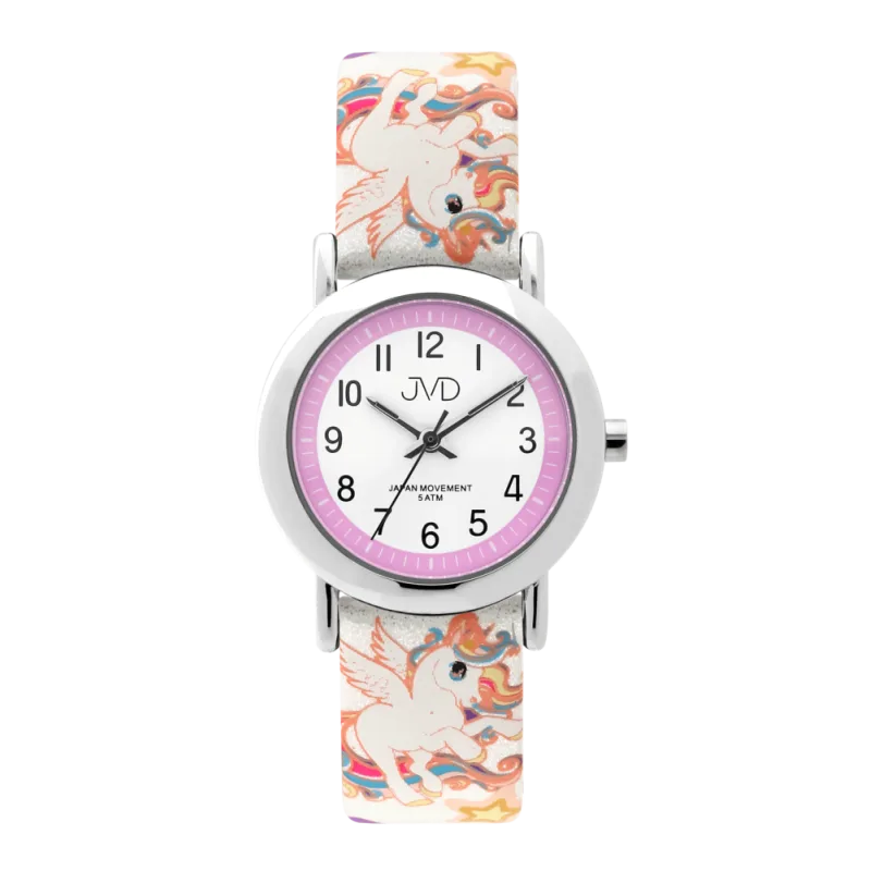 JVD Dětské růžové hodinky JVD J7179.8 s jednorožcem