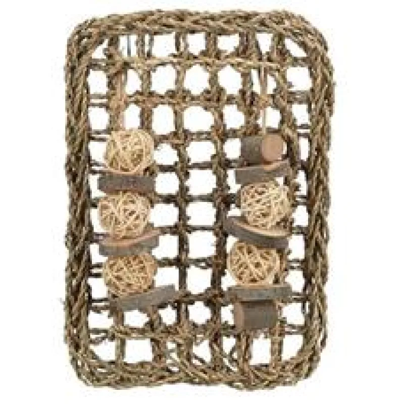 Podložka s hračkami, 100 % přírodní - mořská tráva/dřevo/ratan 1 ks