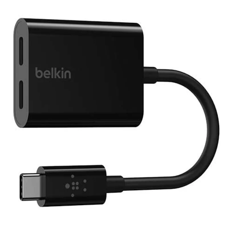 Belkin RockStar USB-C Audio + Charge Adapter - Black F7U081btBLK
