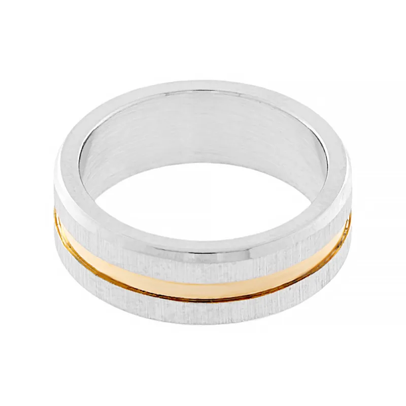 MPM Ocelový snubní nerezový prsten 5239B (velikost 67) - stříbrnozlaté barvy