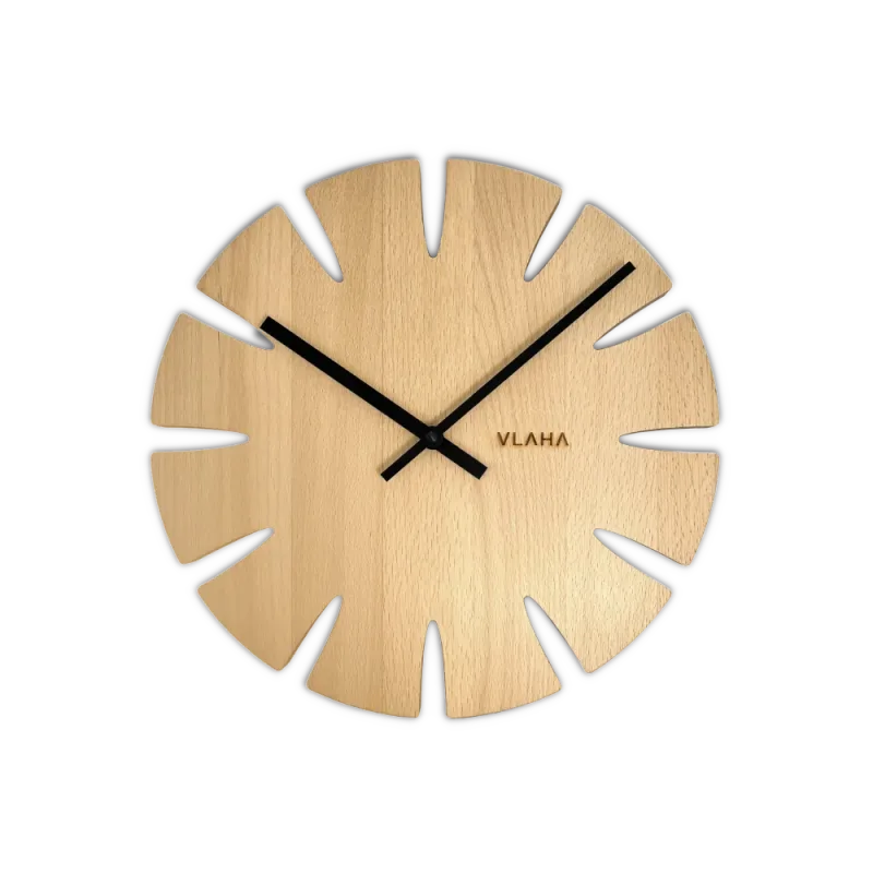 VLAHA Přírodní bukové hodiny vyrobené v Čechách s černými ručkami ⌀32,5cm s vůní dřeva VCT1011
