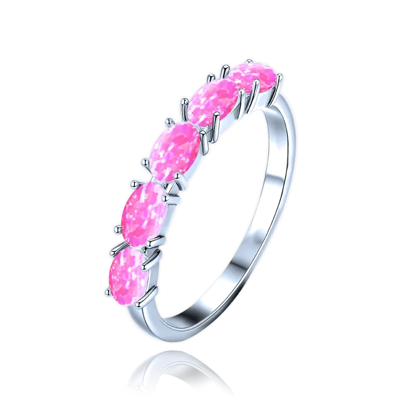 MINET Stříbrný prsten s růžovými opálky vel. 54 JMAS0295PR54