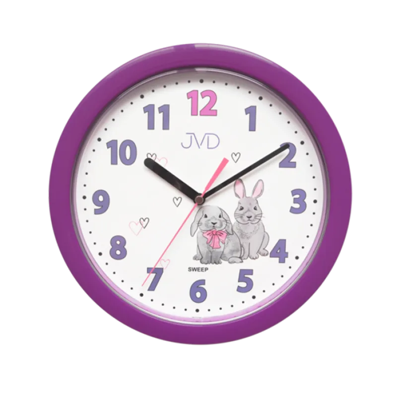 Dětské fialkové netikající tiché hodiny JVD HP612.D2 s tichým chodem