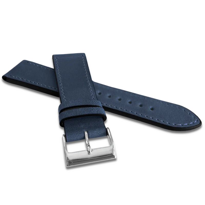 LAVVU Modrý prošitý řemínek SLIM z luxusní kůže Top Grain - 20 LSZUL20