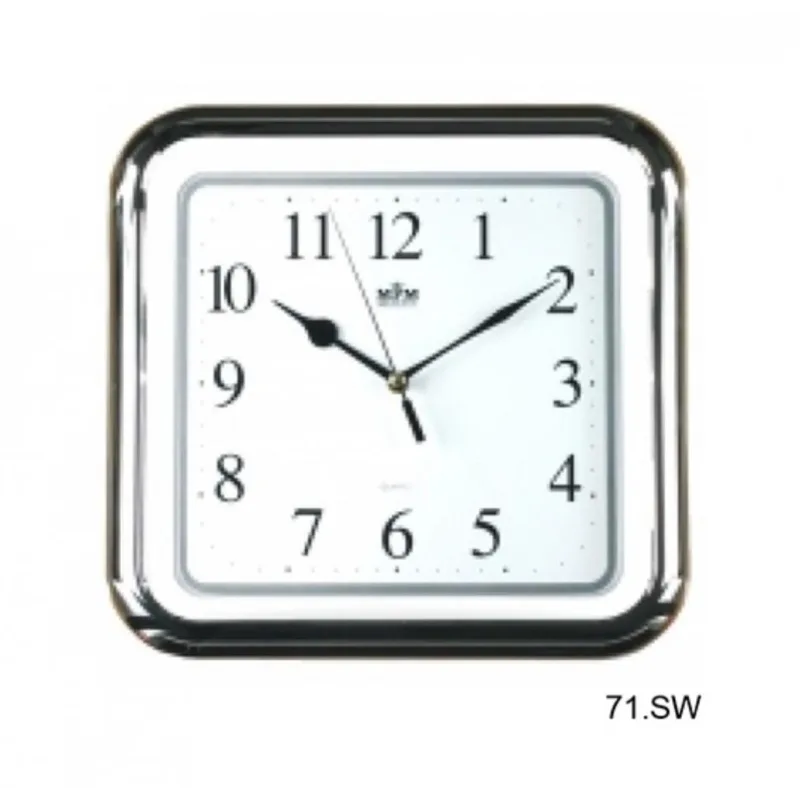 MPM Stříbrný lesklý analogový budík MPM E01.2458