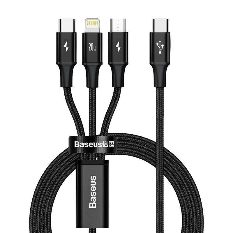 Baseus dátový kábel USB-C Rapid Series 3v1 microUSB+Lightning+USB-C 1, 5m…