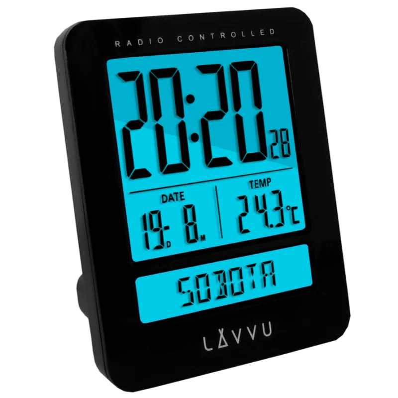 Digitální budík řízený rádiovým signálem LAVVU Duo Black LAR0021