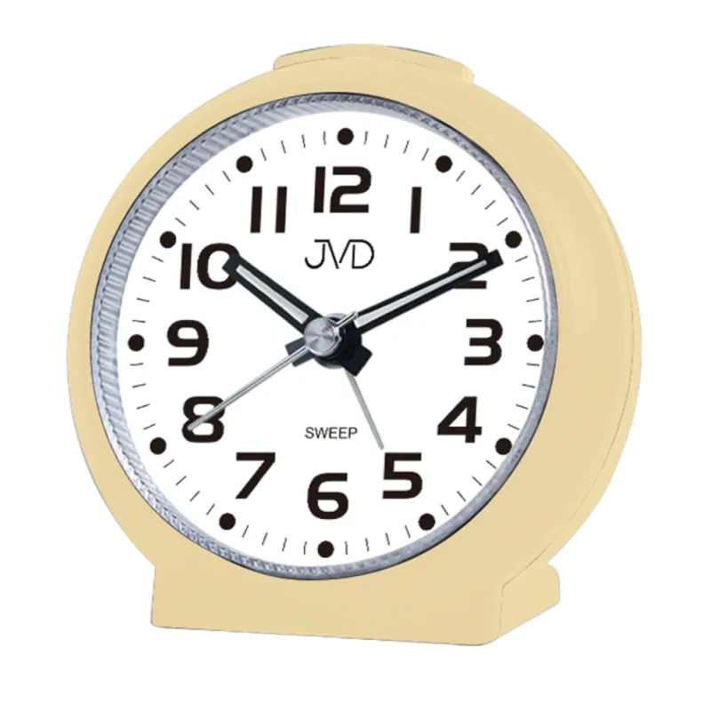 JVD Žlutý tichý netikající ručkový budík s osvětlením JVD SRP8514.2