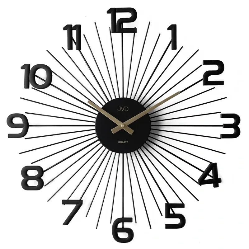 JVD Designové kovové černé paprskovité hodiny JVD HT120.1