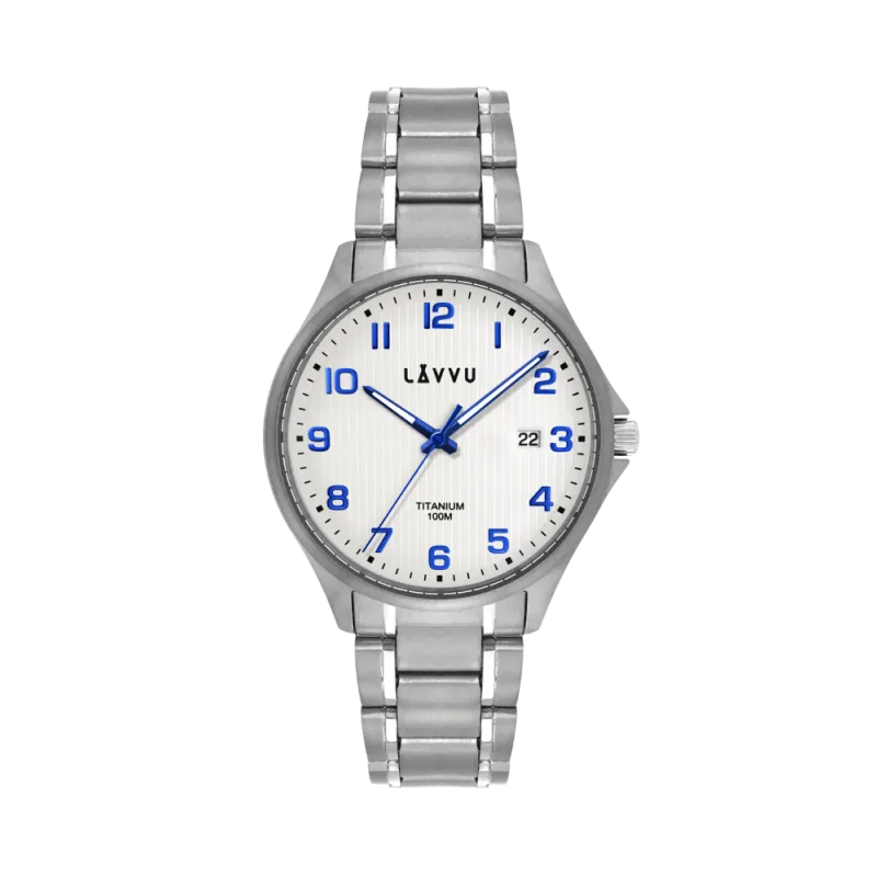 Titanové hodinky se safírovým sklem LAVVU TITANIUM LILLEHAMMER White LWM0150