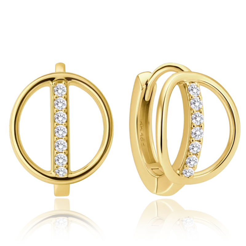 MINET Elegantní zlaté náušnice s bílými zirkony Au 585/1000 1,75g JMG0352WGE00