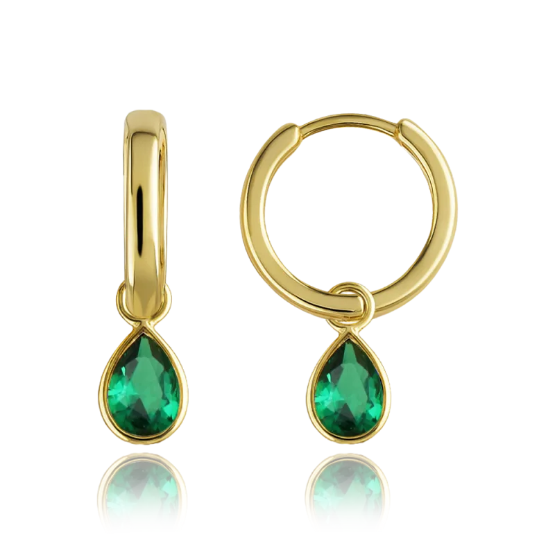 MINET Elegantní zlaté náušnice se zelenými zirkony Au 585/1000 1,75g JMG0269GGE00