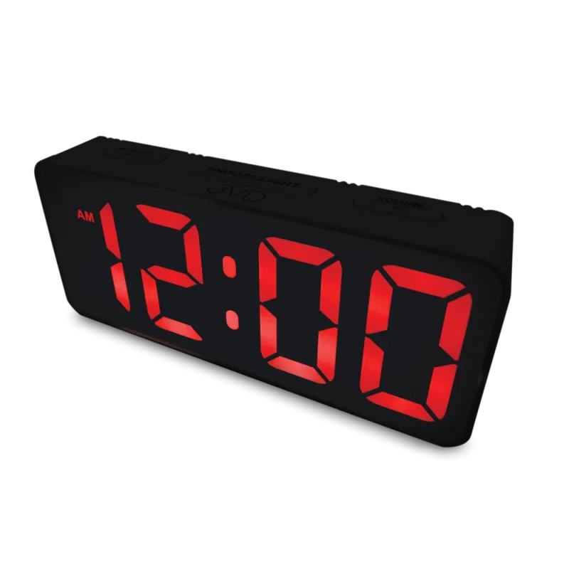 JVD Digitální černý moderní budík do el. sítě JVD SB524.2 se červenými LED číslicemi